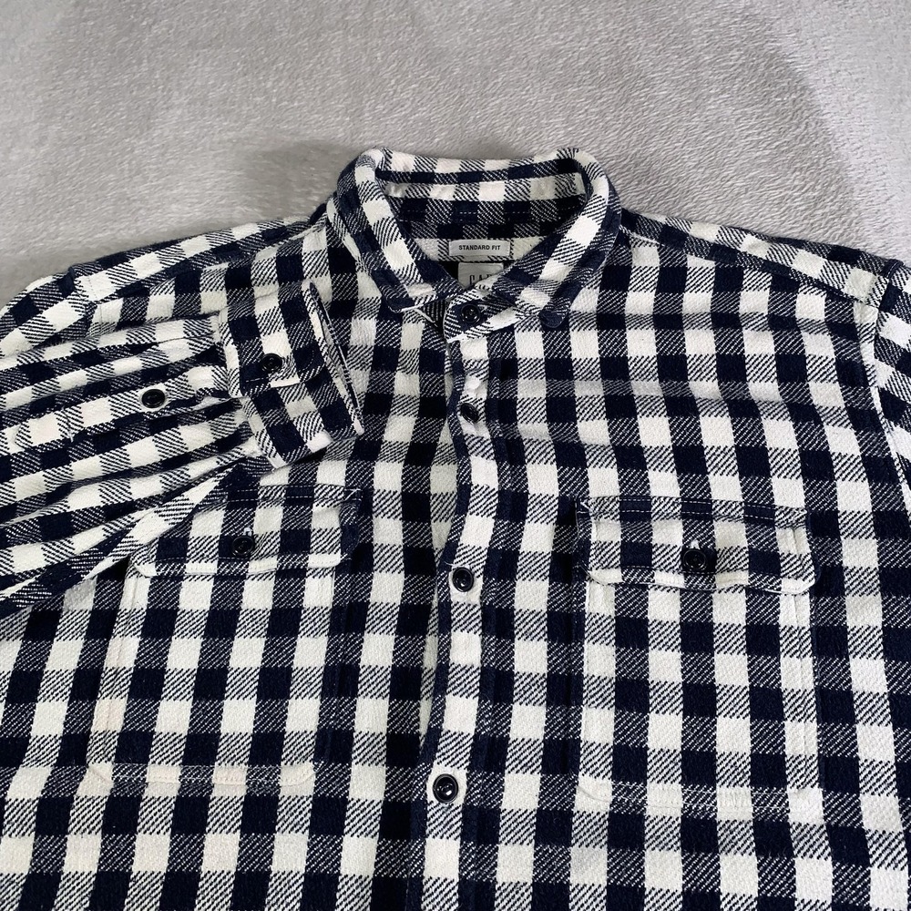 Vintage Gap Shirt‎ Mens XL Blue White Plaid Flannel LS Oversized 2 Chest Pockets